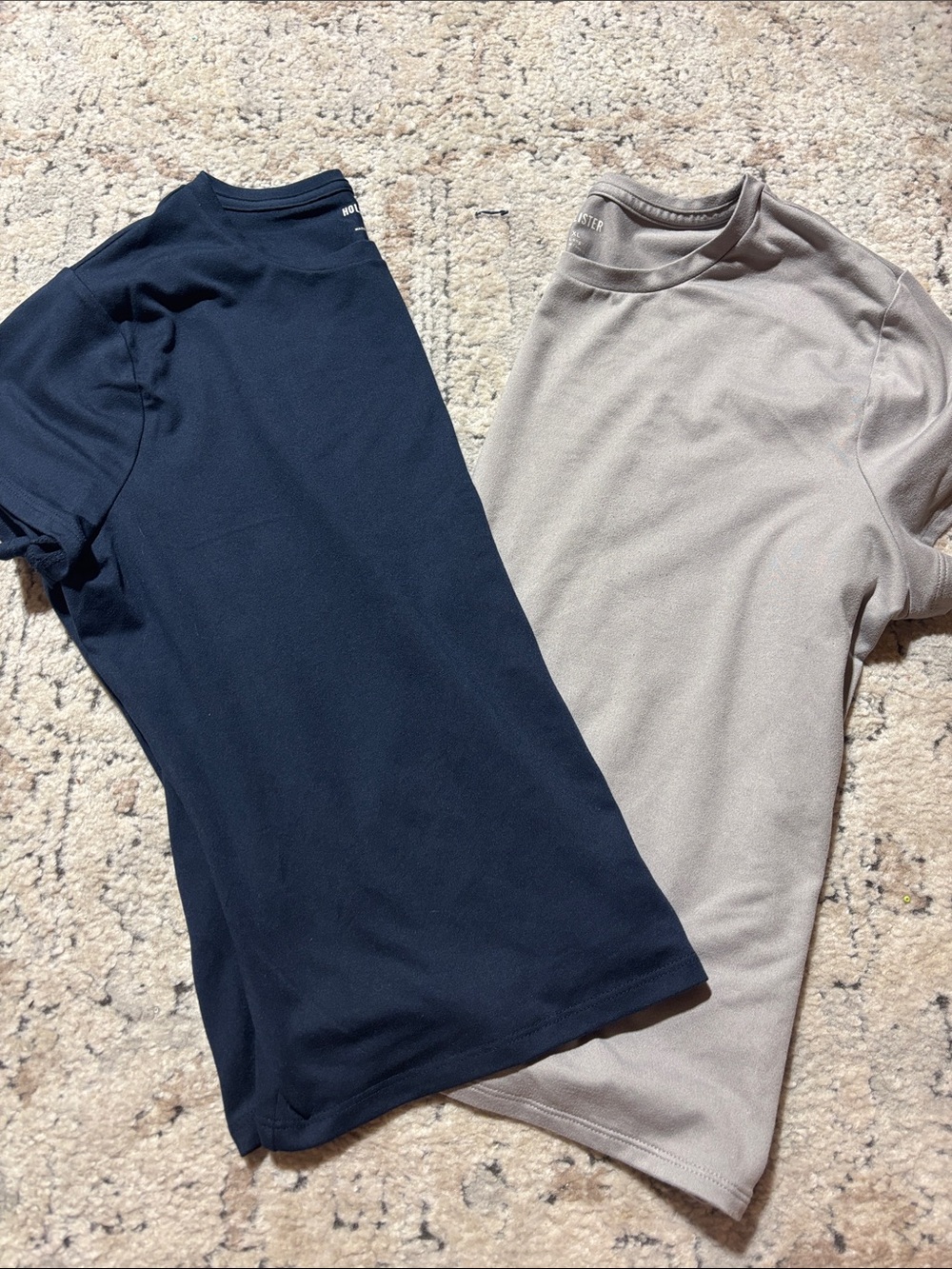 SET OF TWO Hollister Short Sleeve super soft athletic/casualTees. Navy and gray